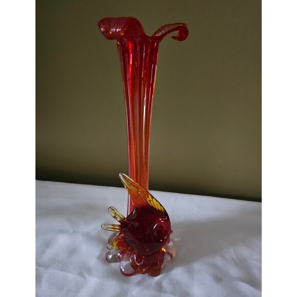 Murano 10" Art Glass Fish Vase - Picture 1 of 6